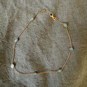 Evil Eye Solid 14k Gold anklet with turquoise